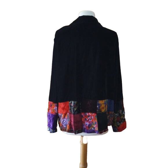 Coldwater Creek velvet Jacket Black Colorful Patchwork Boho Shacket Sz M - Picture 6 of 7